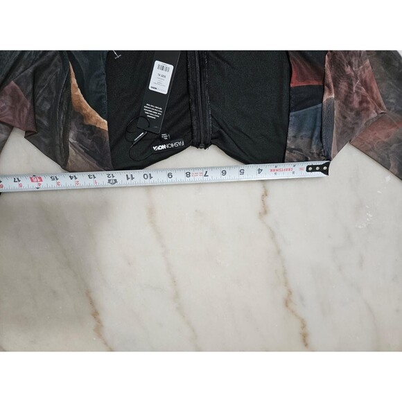 NWT Fashion Nova Jumpsuit Women's XL MultiColor Long Sleeve Stretch Mesh Bodycon - Picture 11 of 12